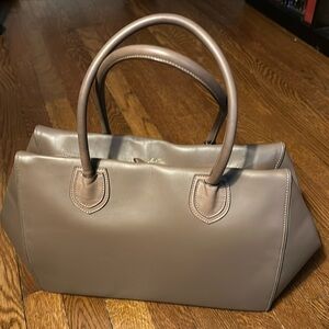 Mark Cross leather handbag/tote, taupe, excellent used condition!